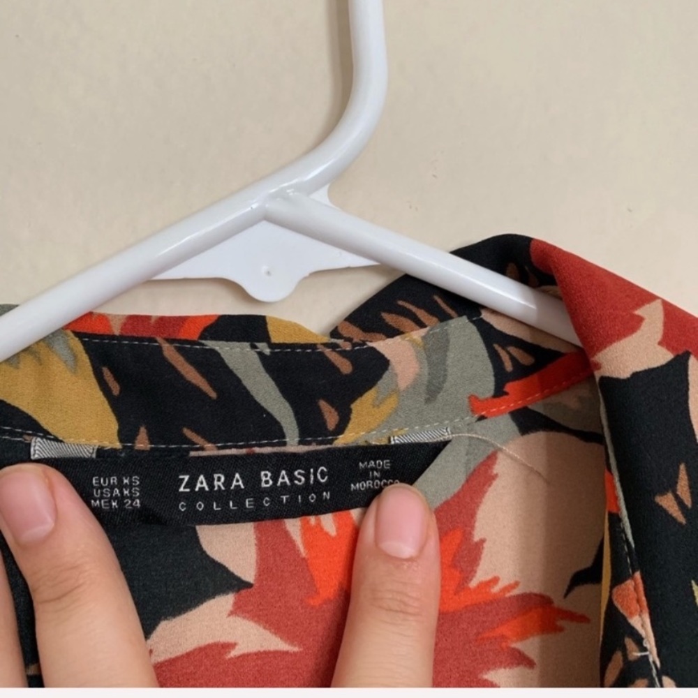 Zara Long Sleeve Floral Print Button Down Shirt - Picture 6 of 7
